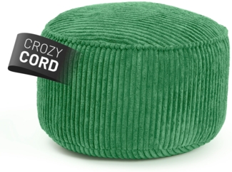 Lumaland Pouf Sitzsack-Hocker Pouf rund Cord 50l dunkelgrün, supersofte Füllung EPS-Perlen