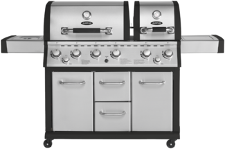 Justus 'Mars Pro' Gasgrill, 6+1 Brenner, Edelstahl silber / schwarz, 80 x 155 x 190 cm