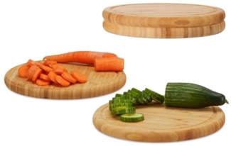 Relaxdays Frühstücksbrettchen Set, 4 Stück, Bambus natur, 25 x 25 x 2 cm