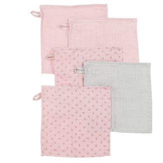 Roba organic 5er Set Waschlappen 'Lil Planet' rosa/mauve, Musselin, Bio-Baumwolle, GOTS, 25x25 cm