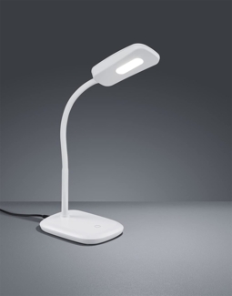 Trio Leuchten 'Boa' LED Tischleuchte, LED fest integriert, Warmweiß, Schreibtischlampe, weiß, Touch Dimmer, warmweiß, verstellbarer Flexarm