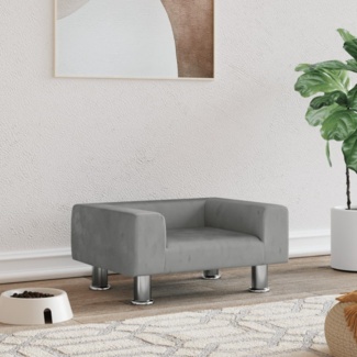 vidaXL Hundebett, Samt, Hellgrau, 50 x 40 x 26.5 cm