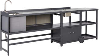 Gartenkücheninsel und -servierwagen mit Spüle 3er-Set Aluminium grafitgrau ORTISEI