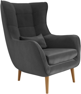 'Lucio' Sessel, Stoff Kronos 22, Dunkelgrau, 106 x 80 x 95 cm