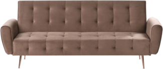 beliani 'SELNES' Schlafsofa, 3-Sitzer, Samtstoff, Braun, 85 x 84 x 212 cm