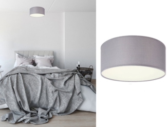 smartwares LED Deckenleuchte, Dimmfunktion, LED wechselbar, Warmweiß, mit Stoff Lampen-schirm Grau, Design-klassiker für Treppenhaus, Ø 20cm