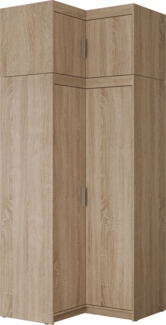 Eckkleiderschrank Elena 2D + Schrankaufsatz (Farbe: Sonoma Eiche)