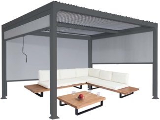 Mendler 'HWC-L41' Pergola mit 3 Seitenwände, Metall anthrazit, 3x3,7 m
