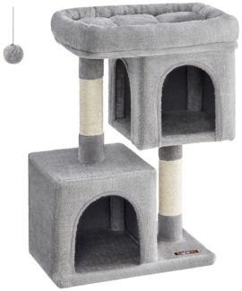 FEANDREA Kratzbaum M-XL Katzenbaum, mit 2 Häuschen, Sisalstämme, kompakt