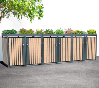 Westmann Metall Mülltonnenbox Planta | 6x240 L | Mülltonnenbox mit Pflanzdach | 84x396x124 cm