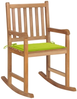 vidaXL Schaukelstuhl mit Hellgrünem Kissen Massivholz Teak 3062768