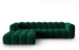 Micadoni Modulares Ecksofa Lupine 4-Sitzer Links Samtstoff Flaschengrün