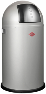 Wesco 'Pushboy' Mülleimer mit Klappdeckel, 50 Liter, Stahlblech, Silber