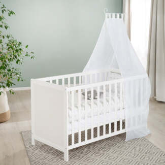 roba Beistell- & Babybett 60 x 120 - inkl. Bettausstattung - Höhenverstellbar - 5 Schlupfsprossen - Weiß
