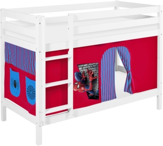 Lilokids 'Jelle' Etagenbett 90x200 cm, Spiderman, Kiefer massiv, mit Vorhang und Lattenroste