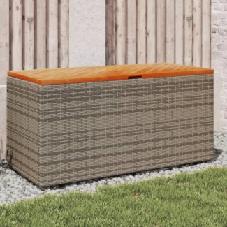 vidaXL Gartentruhe Grau 110x50x54 cm Poly Rattan Akazienholz 365956