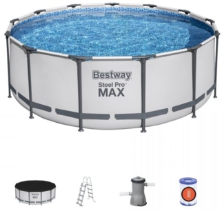 Bestway Frame Pool Steel Pro Max Swimmingpool rund Ø 396 x 122 cm Komplett-Set