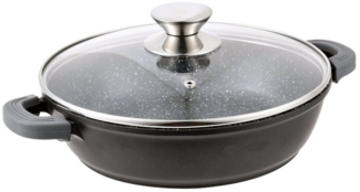 Cheffinger Schmorpfanne mit Glasdeckel, Aluguss schwarz, Ø 32 cm