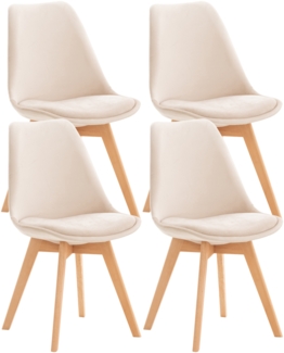 4er Set Stuhl Linares Samt, Creme