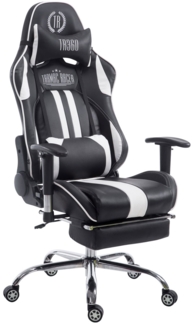 CLP Racing Gaming Bürostuhl Limit V2 Kunstleder höhenverstellbar und drehbar,schwarz/weiß mit Fußablage