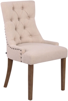 CLP Esszimmerstuhl Aberdeen Stoff mit Gestell aus Kautschukholz und Sitzhöhe von 50 cm,creme antik-hell
