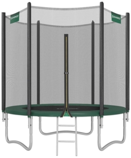 Songmics Trampolin mit Sicherheitsnetz, Leiter und gepolsterten Stangen, schwarz-grün, Ø 183 cm