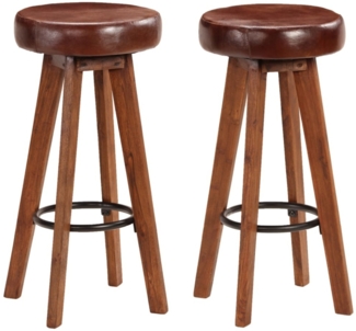 vidaXL Barhocker 2 Stk. Echtleder und Akazien-Massivholz 246260