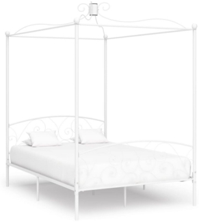 Himmelbett-Gestell Weiß Metall 140x200 cm [284471]