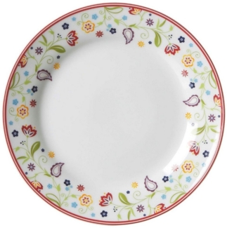 Flirt by R&B 018806 Doppio Shanti Frühstücksteller mit Paisley-Muster, Ø 20cm, Porzellan, weiß