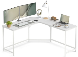 Vasagle Eckschreibtisch, L-förmiger Computertisch, Bürotisch, Arbeitszimmer, Homeoffice, Gaming, platzsparend, einfache Montage, Industrie-Design, ahornweiß von Songmics LWDDE073W01