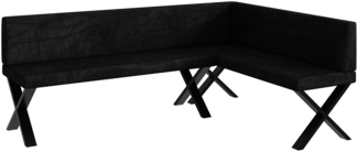 MEBLINI Eckbank für Esszimmer - Küchenbank - Essecke - Sitzecke Küche - TONI - X-Beine 142x196x87cm Rechts - Schwarz Samt