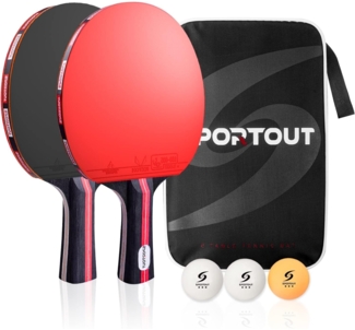 Sportout Premium Tischtennisschläger Set inkl. 2 Tischtennisschläger und 3 Bälle