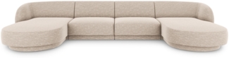 Micadoni 5-Sitzer Panorama Sofa Miley | Bezug Beige | Beinfarbe Black Plastic