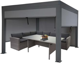 Mendler 'HWC-L46' Pergola, Regenrinne sturmfest, Aluminium anthrazit, 3x3m