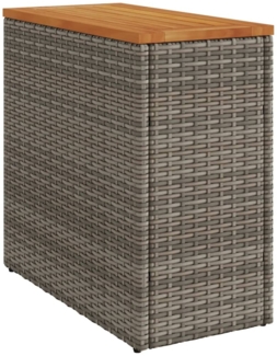 vidaXL Garten-Beistelltisch mit Holzplatte Grau 58x27,5x55 cm Rattan 366134