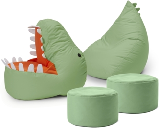 LUMALAND 'Animal Line Dino' Kindersitzsack, indoor & outdoor, Polyester grün, 4 Stück