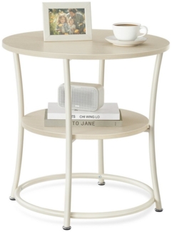 VASAGLE Beistelltisch rund mit 2 Ablagen, Industrie-Design, Holz / Stahl Naturbeige, ⌀ 55 x 55 cm