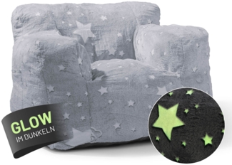 Lumaland 'Glow in The Dark' Kinder Sessel mit Sternen-Design, Indoor, pink, 68 x 70 x 60 cm