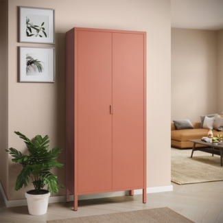 skølm 'Ituri' Kleiderschrank, Metall, 170x45x80 cm, terrakotta, Garderobe mit 4 Fächern und 2 Kleiderstangen