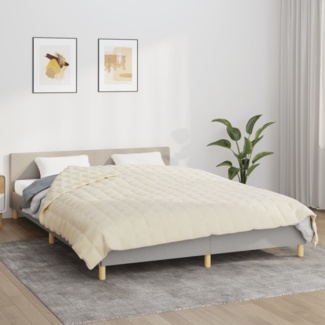vidaXL Gewichtsdecke Stoff, 1x Gewichtsdecke, Helle Cremefarbe, 220x230 cm, 100 % gebürstete Polyester-Mikrofaser, 11 kg