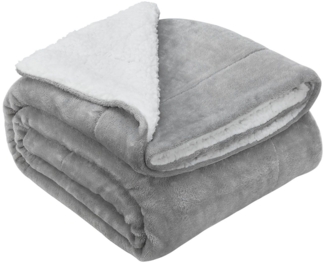 Juskys Fleecedecke, waschbar, Sherpa / Fleece, Hellgrau, 150x200 cm