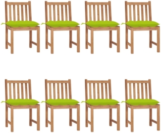 vidaXL Gartenstühle 8 Stk. mit Kissen Massivholz Teak 3073168