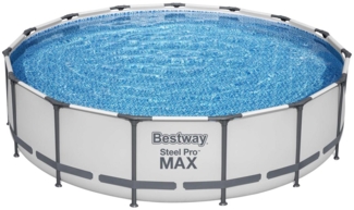 Bestway® Steel Pro MAX™ Frame Pool Komplett-Set mit Filterpumpe Ø 457 x 107 cm, lichtgrau, rund
