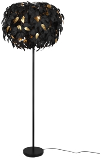 TRIO Leuchten 'Leavy' Stehlampe, ohne Leuchtmittel inkl. Fußschalter, Metall / Kunststoff schwarz / gold, Höhe: 180 cm