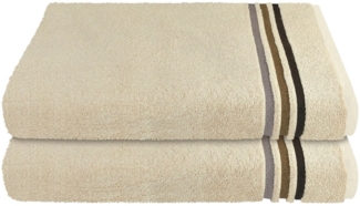 Schiesser Duschtuch Skyline Color, 2er Set, mit Webbordüre, 100% Baumwolle Beige