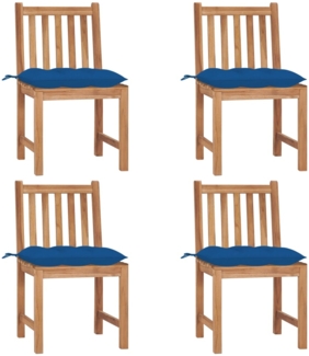 vidaXL Gartenstühle 4 Stk. mit Kissen Massivholz Teak 3073113