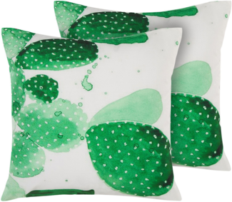 Gartenkissen 2er Set Pflanzenmuster OSTINA 45 x 45 cm Grün