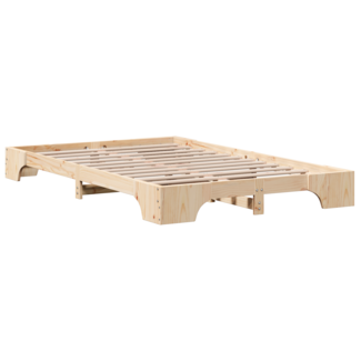 vidaXL Bettgestell Natürlich Massivholz Kiefer 135 x 190 cm Bettgestell 872869