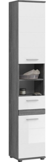 Hochschrank Blake - Rauchsilber / Weiß Hochglanz