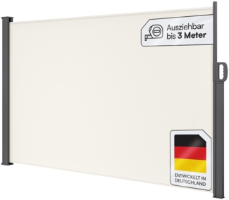 STEELSØN 'Zirella' Seitenmarkise mit Aluminium-Kassette, ausziehbar, 160x300 cm, beige/anthrazit, wetterfest und blickdicht